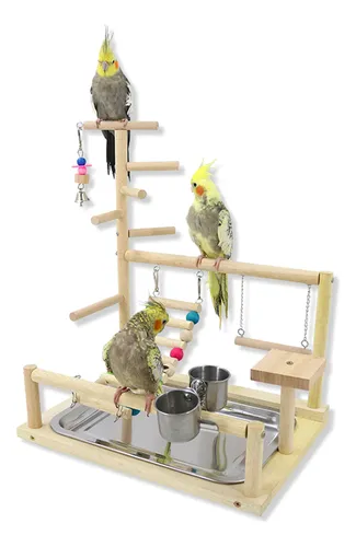 Escalera Perch Gym Playpen Con Comederos Para Agapornis