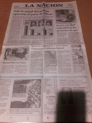 Tapa Diario La Nación 08 04 1994 Salta Pacto Olivos Israel 