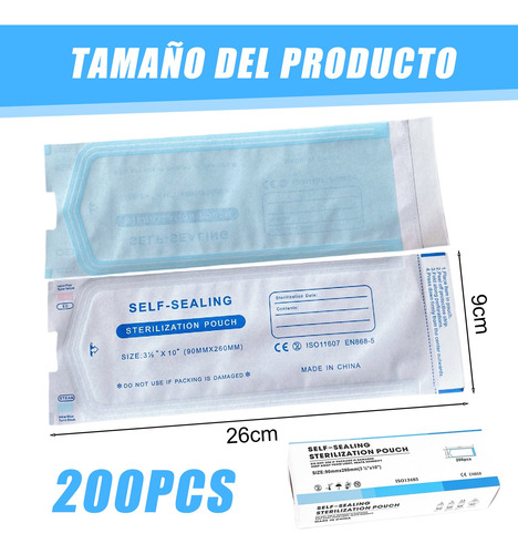200 Piezas Bolsa Para Esterilizar Autosellable 9x23 Cm
