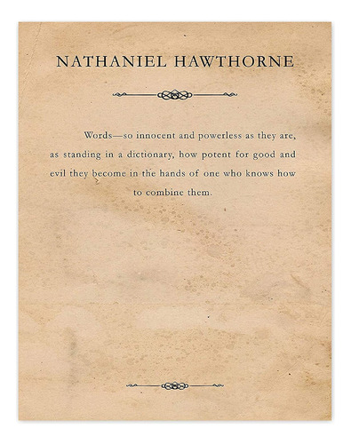 Nathaniel Hawthorne  Words  Quote Poster Prints  Juego De 1 