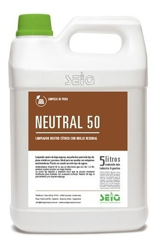 Limpiador Para Cemento Alisado Neutral 50 De Seiq X 5 Litros