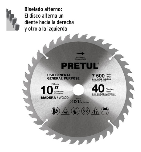 Sierra Circular Corte 10´ Para Madera Disco Inglete 27057