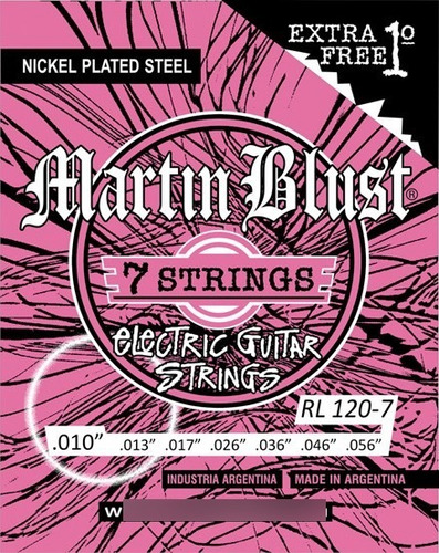 Imagen 1 de 3 de Encordado 7 Cuerdas Guitarra Eléctrica Martin Blust 010/056