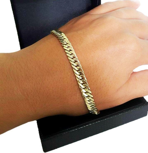 Imagem 3 de 4 de Pulseira Elos Duplos 10 Gramas 6mm Ouro 18k 750