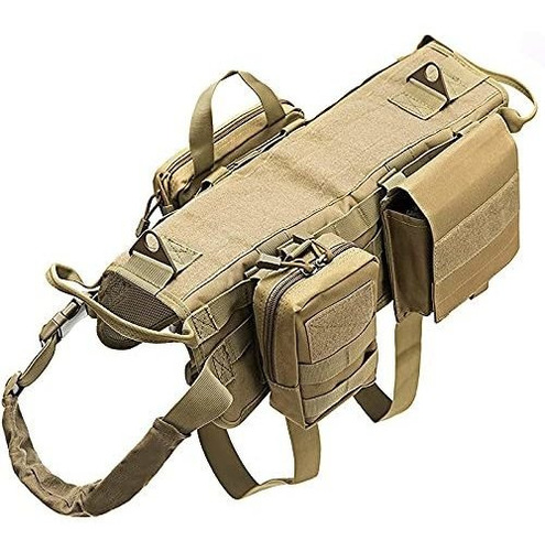 Arnés Táctico Para Perro Con Bolsas, Chaleco Molle K9, Mango