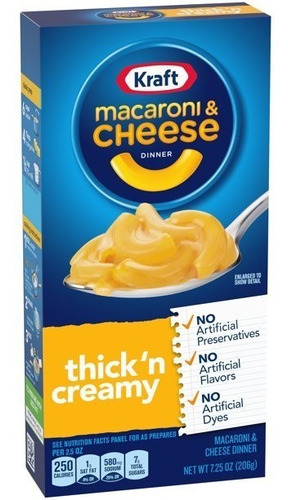 Kraft Macaroni & Cheese Macarrones Grueso Y Cremoso 206g
