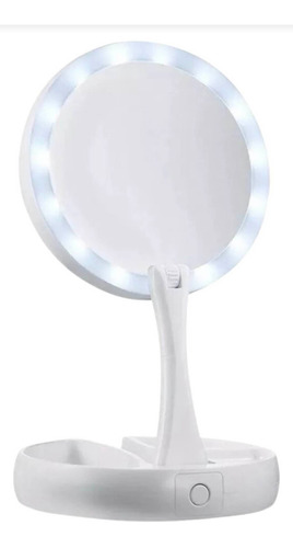 Espejo Con Luz Led Para Maquillaje Plegable + Aumento X10