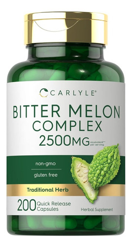 Melón Amargo 2500mg Control Azúcar + Salud Digestiva 200caps Sabor Sin Sabor
