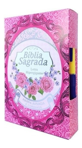 Bíblia Sagrada Feminina Com Harpa E Corinhos Letra Hiper Gigante - Luxo Pink