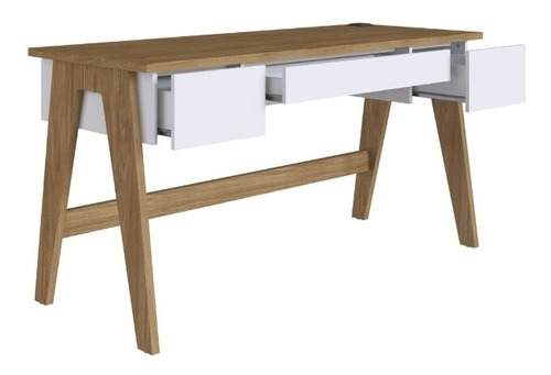 Escritorio Artesano Escrivaninha 3 gavetas trend mdp, mdf de 150cm x 77.5cm x 60cm hannover y off white