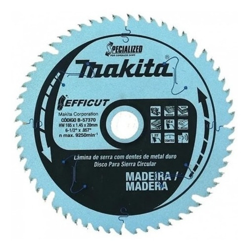 Disco De Corte Madera 165mm 56d (para Sp6000) B-57370 Makita