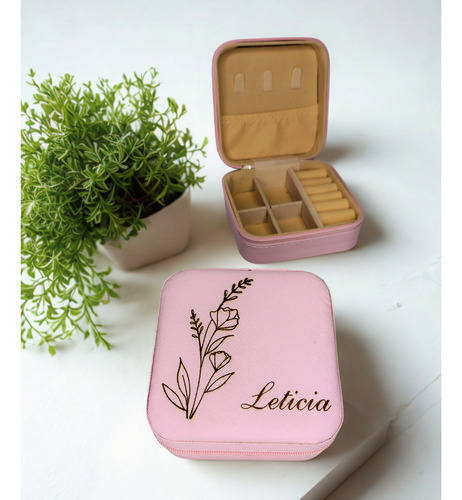 Alhajero Joyero Caja Organizador Accesorios Personalizado Rosa