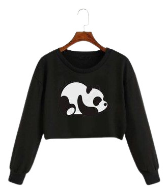 Suéter Croptop Panda Kawaii Unisex 