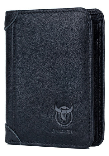 Cartera Piel Genuina Bullcaptain Rfid bloqueo Billetera