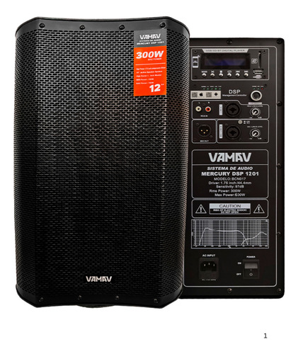 Bafle Amplificado Vamav Mercury Dsp1201 Version 2025 Color Negr0