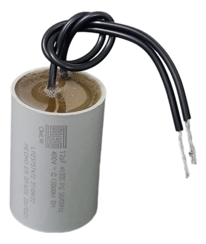 Capacitor 12uf 400vac- Permanente Com Fio - Weg