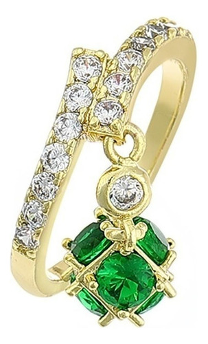 Anillo Bola De Fuego Swarovski Zafiro Esmeralda Oro 14k Lam