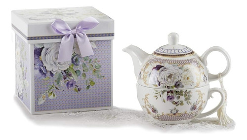 Delton Porcelain 8149-7 Purple Elegance Porcelain Tea For On