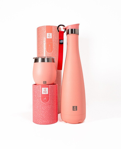 Set Tero Coral - Termo 750ml + Mate Acero Inoxidable