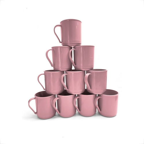 30 Canecas Plásticas Coloridas 400ml P/ Escolas Reutilizável Cor Salmão