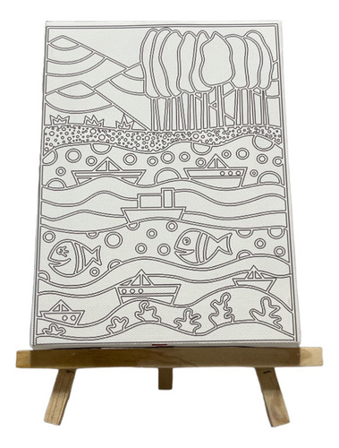 Set De 5 Lienzos Para Pintar Con Caballete Y Pinturas