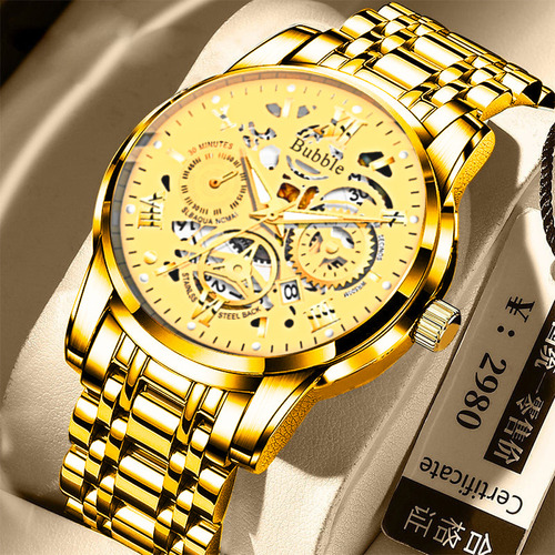 Reloj Bubble De Cuarzo De Lujo Para Hombre, Color Gris Oscur
