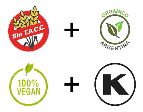 Kosher + Vegan + Sin Tacc + Organico Argentina P/vidrio