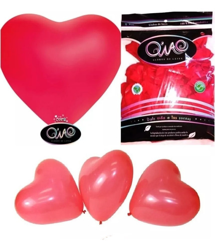 100 Globos Latex Corazón Rojo 10 Pulgadas Infla Hasta 25 Cm