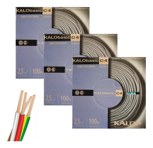 Cable Electrico Unipolar 1,5 Mm Combo X3 Unidades X 100m