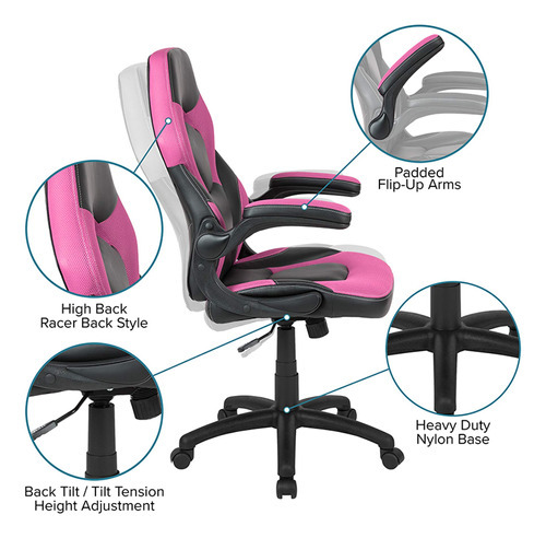 Flash Furniture X10 - Silla Giratoria De Policarbonato Ergo. Color Rosado