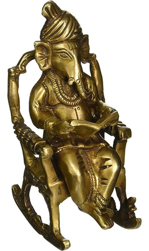 ~? Estatua Del Señor Ganesha Sentada En Una Silla Y Leyendo 