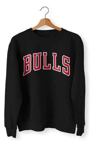 Buzo Nba Cuello Redondo Chicago Bulls Logo Bulls Negro