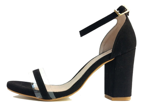 Imagen 3 de 8 de Zapatilla Sandalia Nude Mica Moda Tacón Ancho Mujer