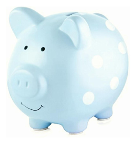 Pearhead Ceramic Piggy Bank, Blue Polka Dot