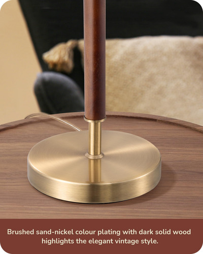 Lámpara De Mesa Edishine Mid Century Pull Chain Switch Wood