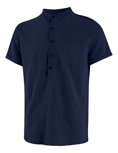 Camisa Camisa De Manga Corta Con Botones Y Cuello Mandarín