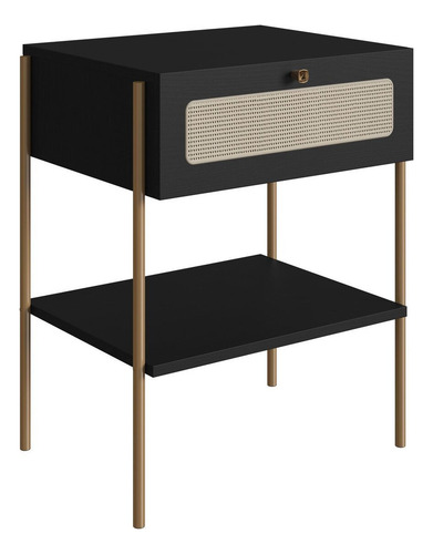 Mesa De Cabeceira 1 Gaveta Palhinha Pé Metal Oslo Hb