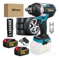Comprar Llave De Impacto Eléctrica Inalámbrico W3761 Gisam 21v Con 2 Baterías De 4.0ah Con 1 Manga de 22mm, 1800 N.M Juego De Llaves De Impacto Mandril De 1\u002F2'' , Pistola De Impacto Motor Sin Escobillas