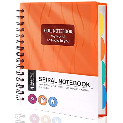 5 Subject Spiral Notebook For Work With Dividers Tabs 6...