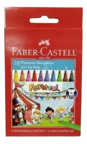Marcadores Fibras Faber Castell Festival X 10 Unidades 1 Paq
