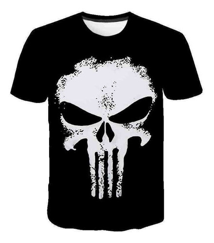 Men G Camiseta De Manga Corta Con Estampado 3d De Punisher