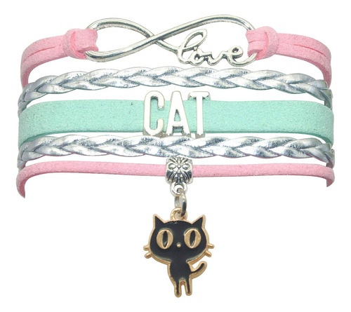 Hcchanshi Pulsera De Gato ' Joyería De Cuero Infinity Love C