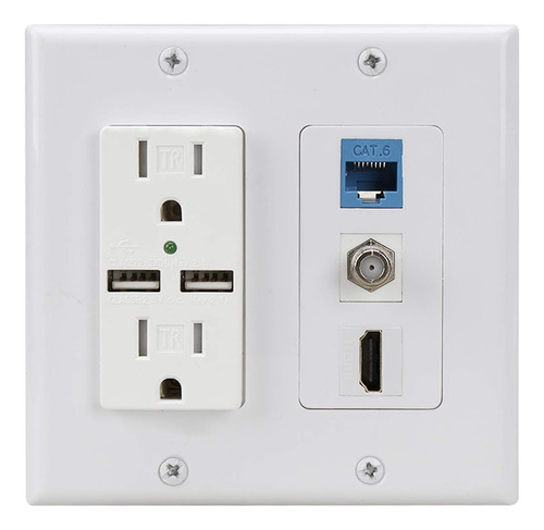 Placa De Pared Cargador De Salida Usb Hdmi, 2 Tomas De ...