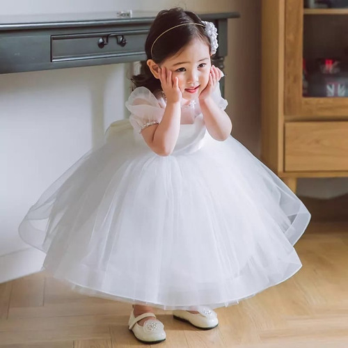 Vestido De Bebé De Fiesta Mini-mi Modelo Belén Blanco