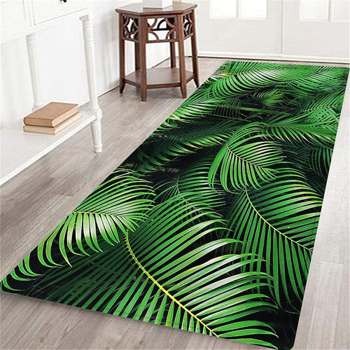 Matekuli Long Runner Alfombra, Tropical Exótico Palmera Hoja