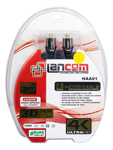 Cable Hdmi Macho A Hdmi Macho 15mt Metal Negro 26 Awg 4k 