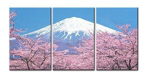 Monte Fuji Con Flor De Cerezo Lienzo Arte De La Pared P...