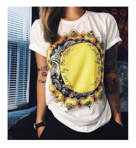 Camiseta Para Mujer Sol Y Luna Camiseta Retro Blusa Mujer 