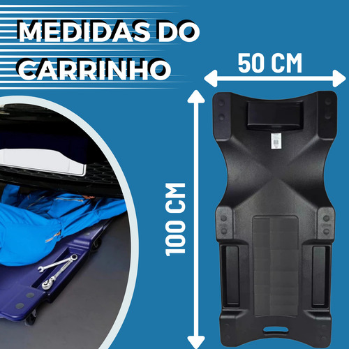 Carrinho Esteira Para Mecânico Com Encosto De Cabeça Almofadado Super Reforçado Até 150 Kg Atmas