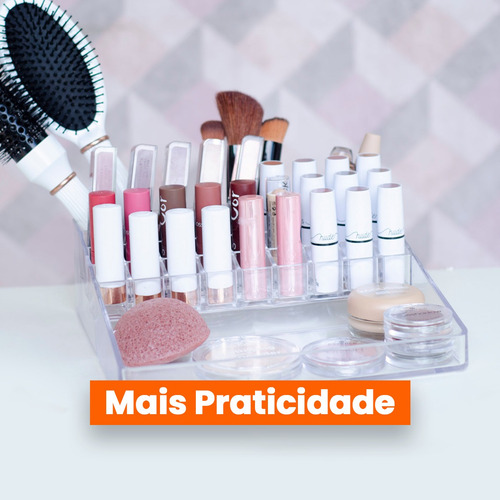 Organizador De Cosméticos Cristal Plus Com 31 Divisórias